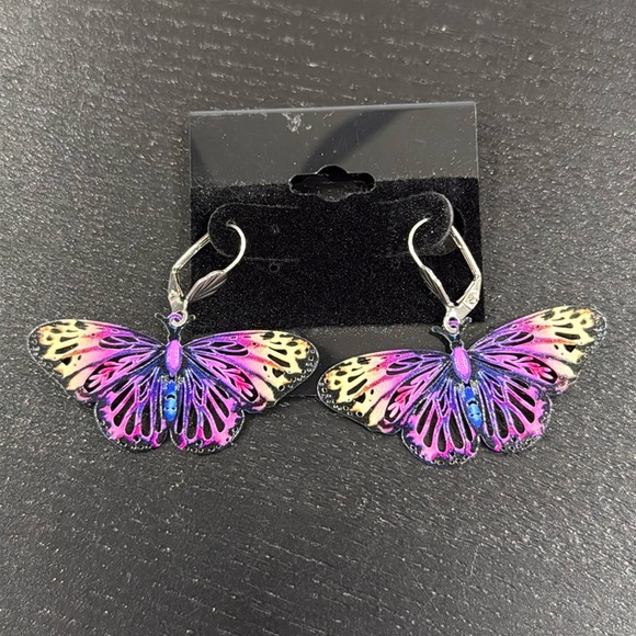 Butterfly Laser Cut Rainbow Butterly Earrings - Picture 1 of 9